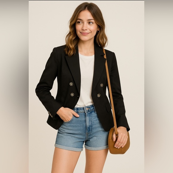 Nanette Lepore Black Gold Button Blazer Classic Double Breasted Office Jacket 12 - Picture 3 of 12